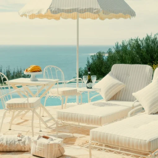 The Al Fresco Sun Lounger Cushion - Monaco Natural Stripe