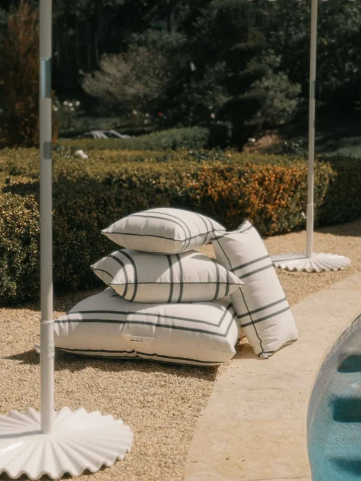 The Small Square Throw Pillow - Malibu Black Stripe